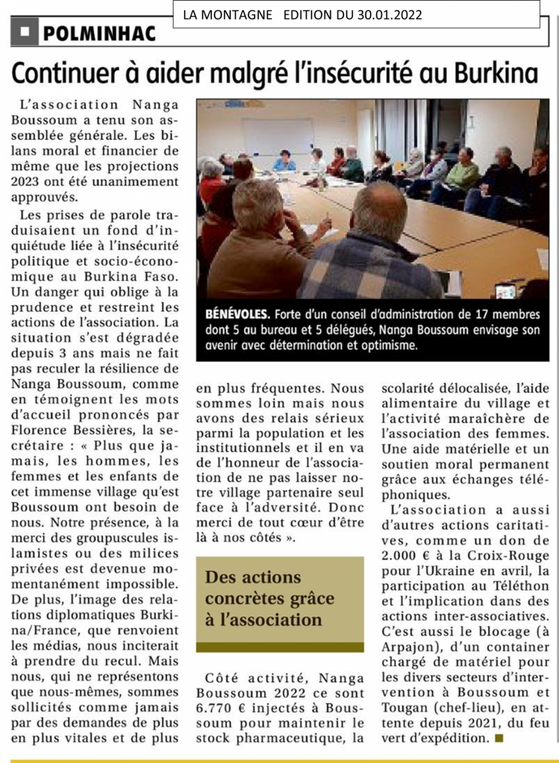 Article presse la montagne